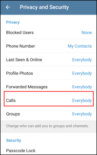 Calls Setting