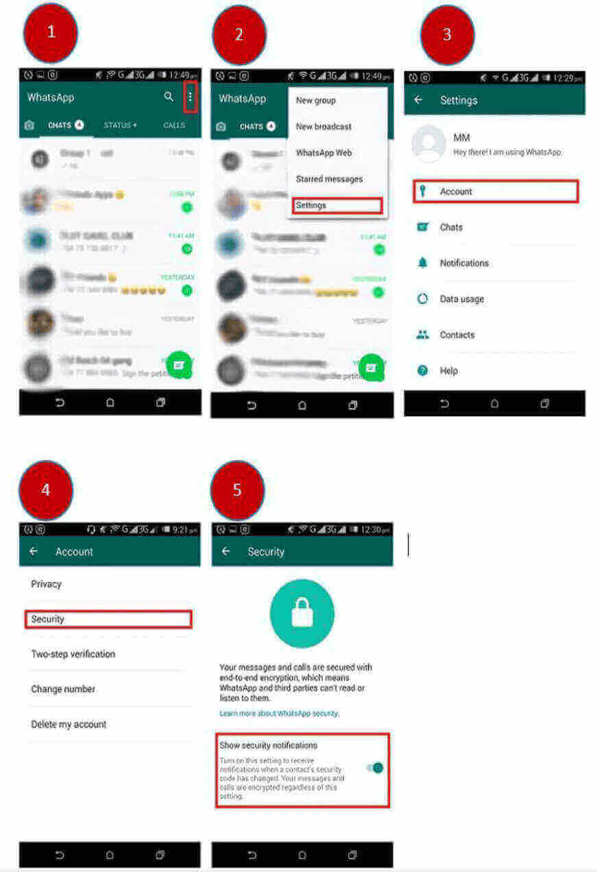 Security notification setting