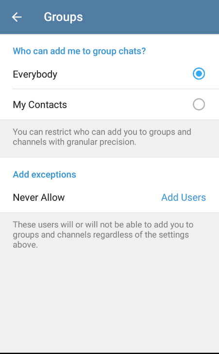 Groups Option