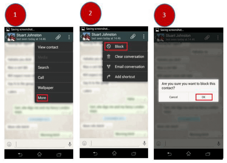 Block contact screenshot