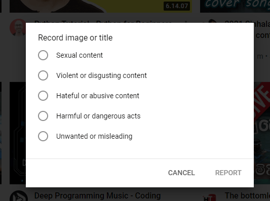 Select reason
