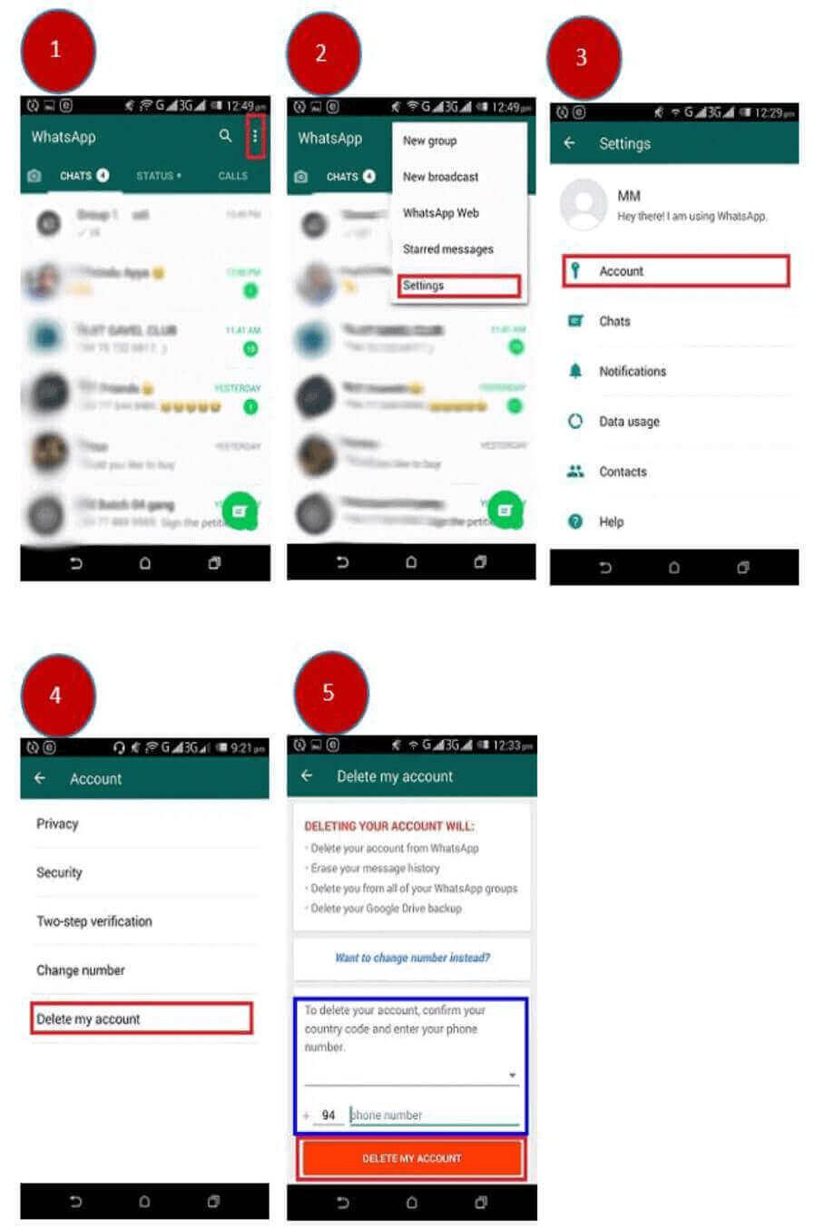 Delete WhatsApp screenshot